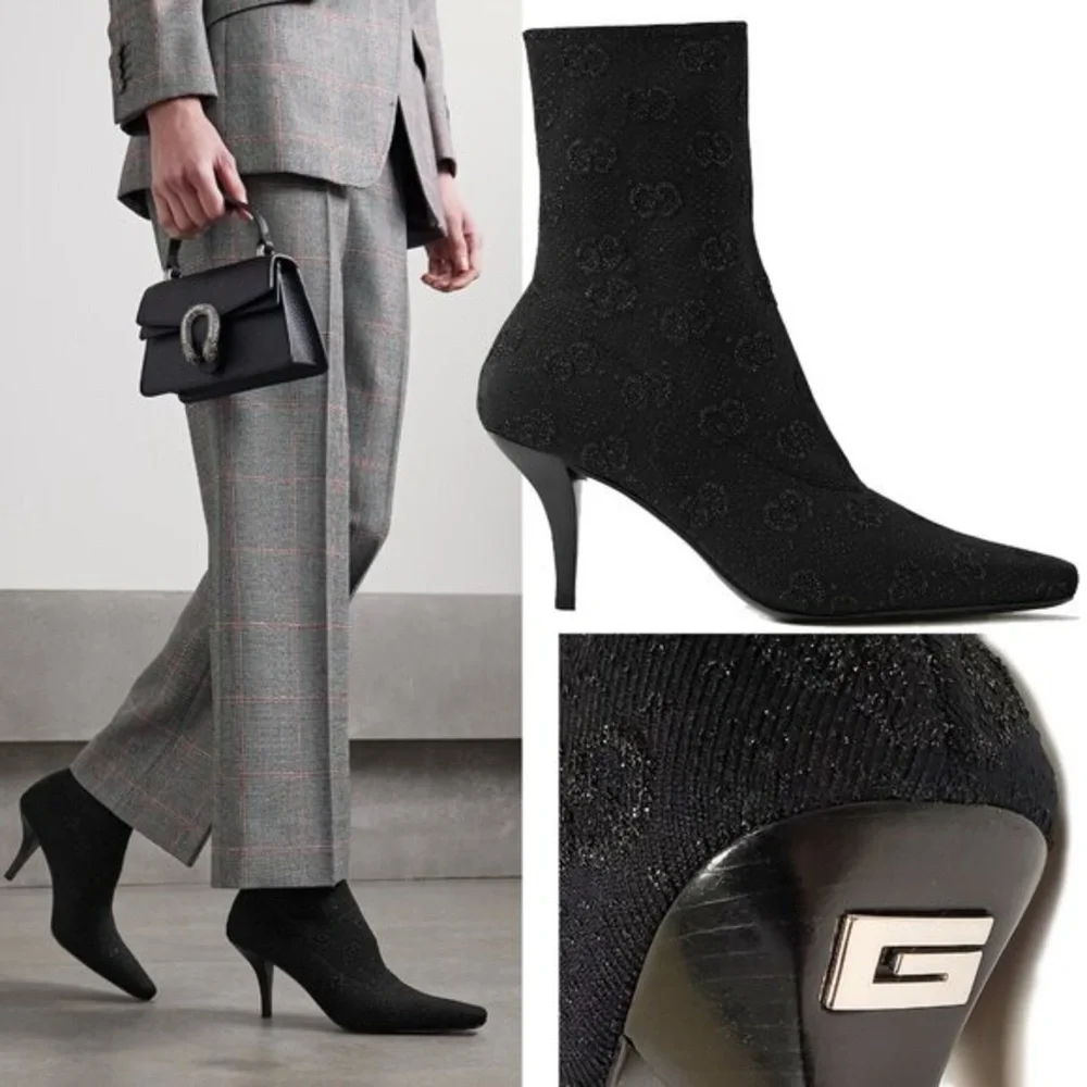 Gucci GG Knit Ankle Boots. GG technical knit fabric NIB size 6.5 - Picture 1 of 10